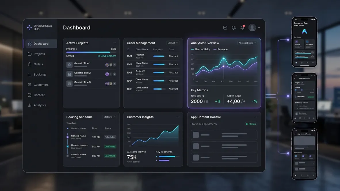 Backend admin dashboard connected to mobile app screens