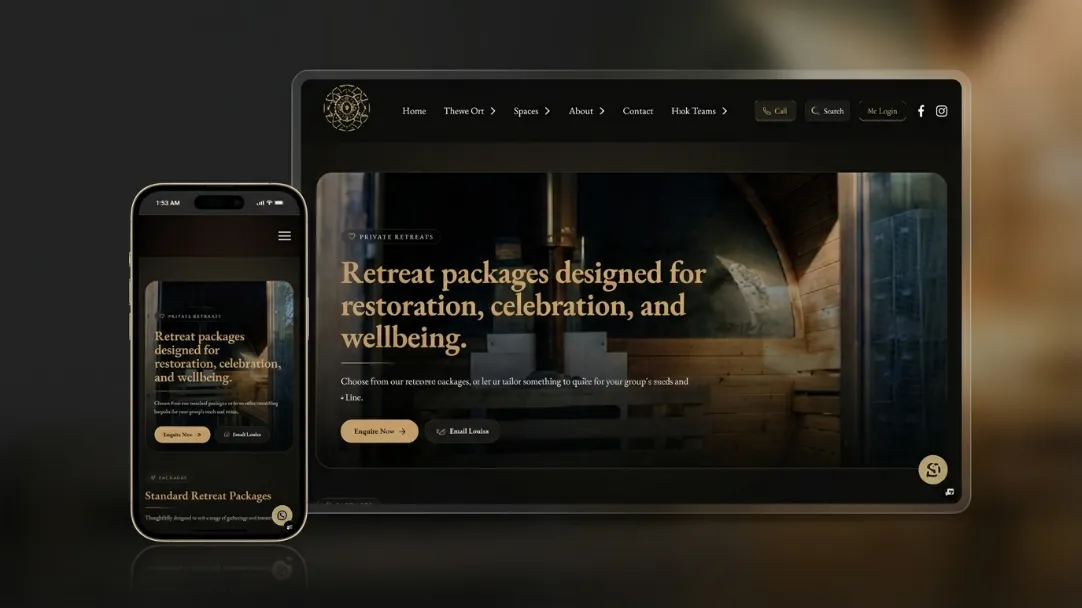 Innervisions Alchemy wellness website showing the space and its booking journey.