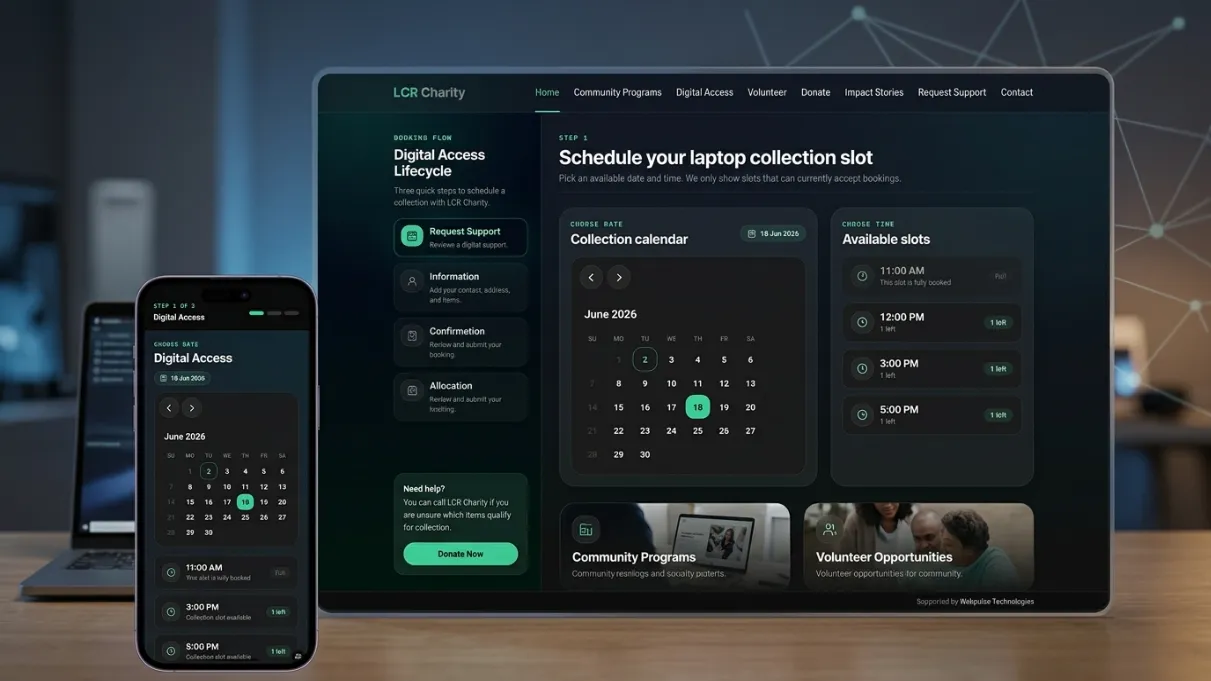 LCR Charity computer recycling website and collection booking system.