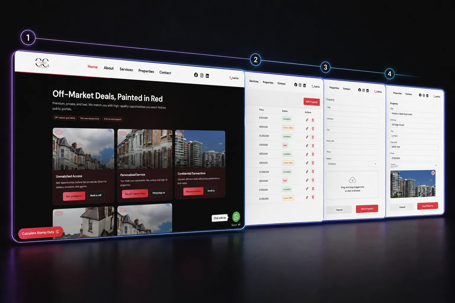 GG Investments public listings, admin property table and structured listing workflow
